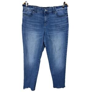Talbots Crop Jeans Simply Flattering Sz 14 Raw Hem High Waist Straight Leg